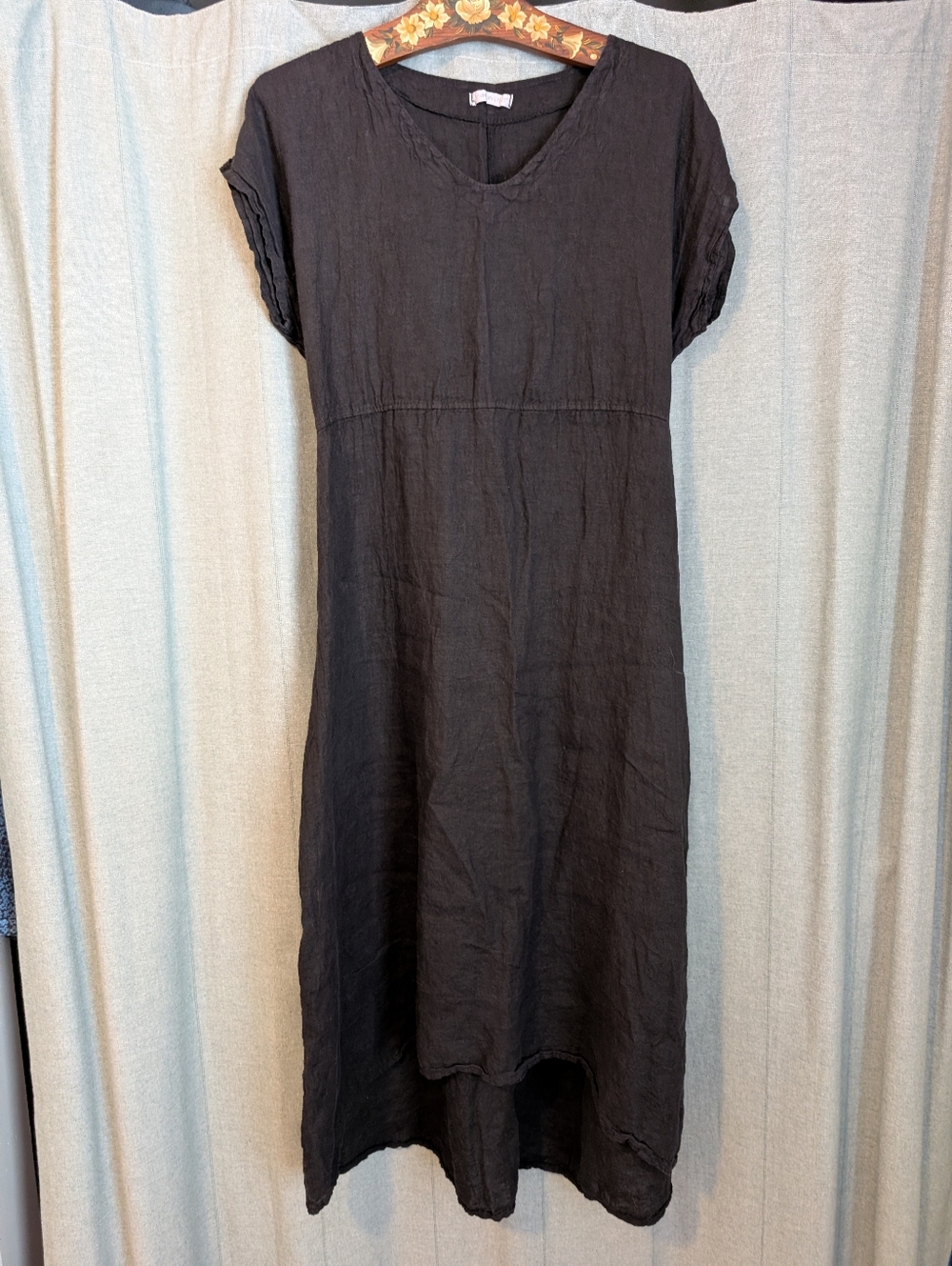 Black Linen Midi Dress - Unbranded Made in Italy